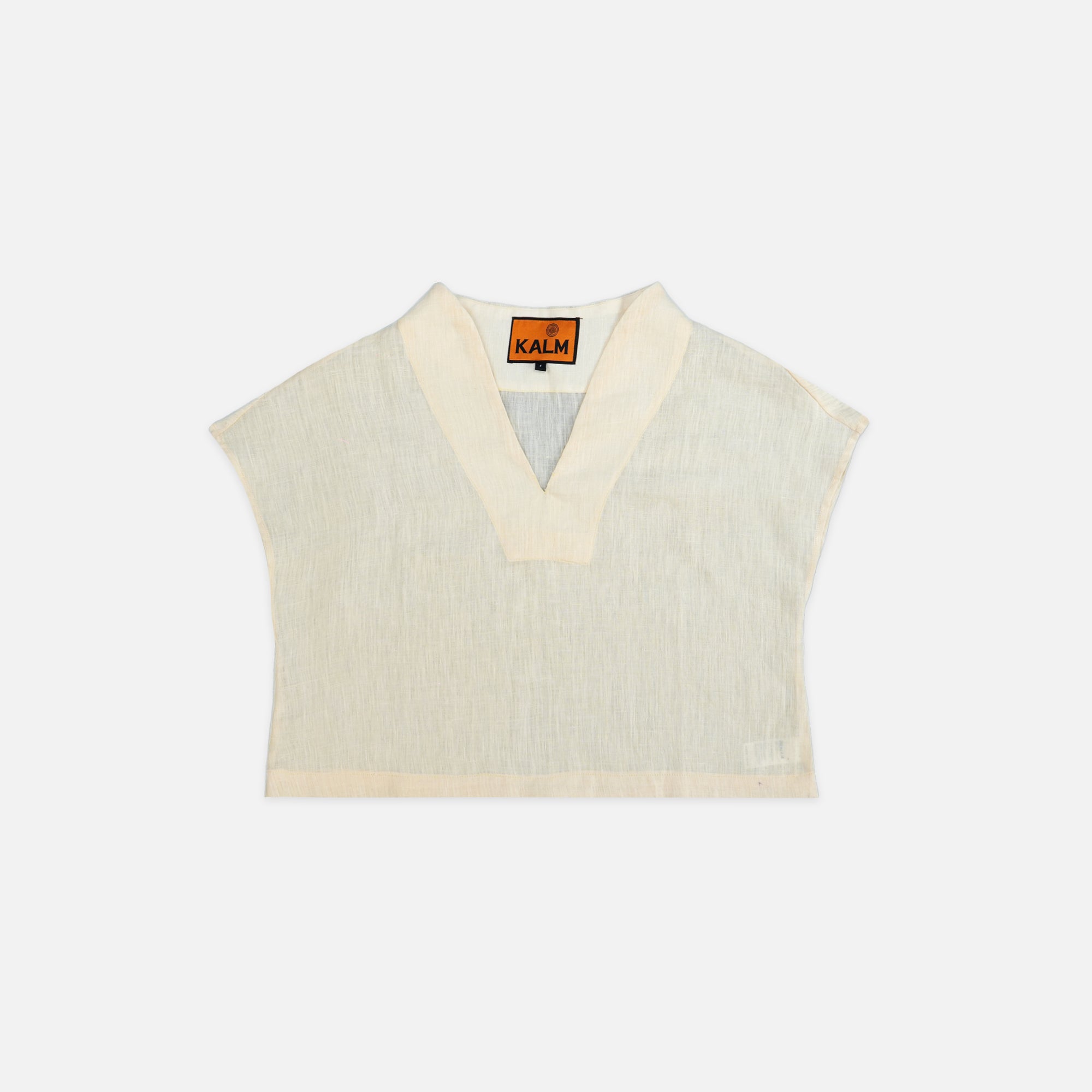 Indian Linen High-Neck Crop Top