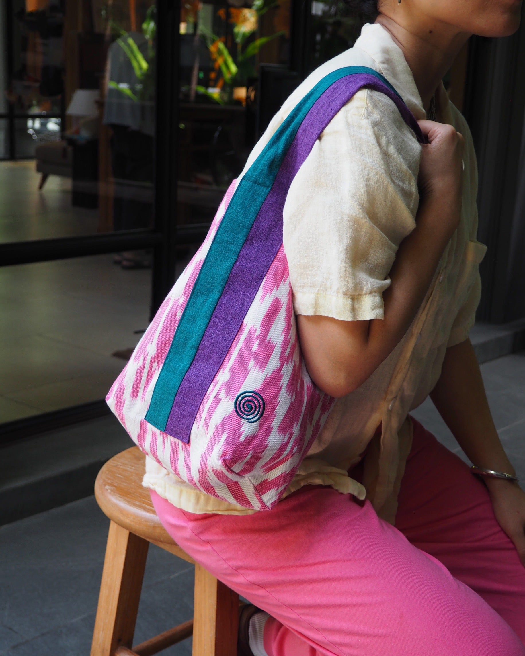 Two-tone ikat tote bag