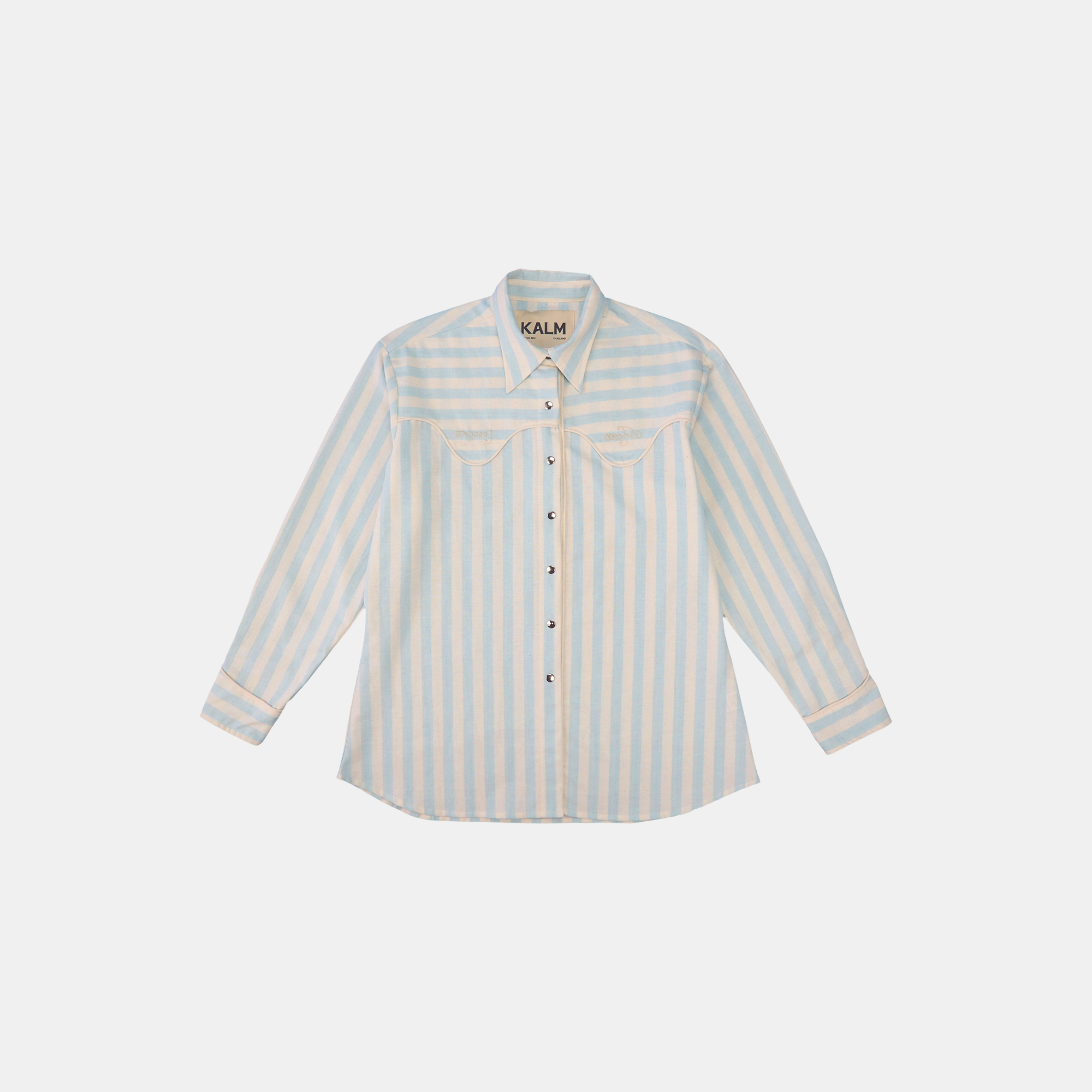 Jae Son striped long-sleeve shirt
